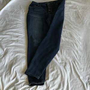 Maurices High Rise Skinny Jeans Button Fly Dark Wash Stretch L Long